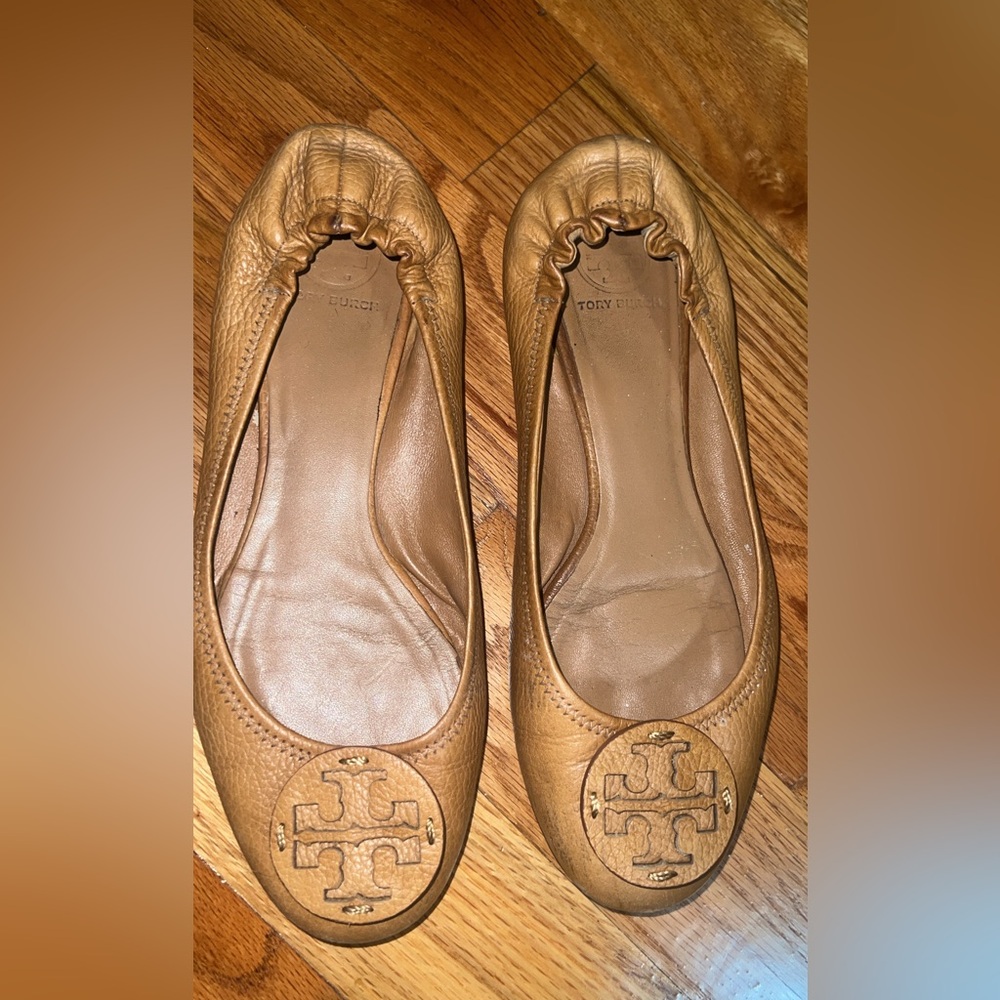 Tory Burch Tan Leather Ballet Flats